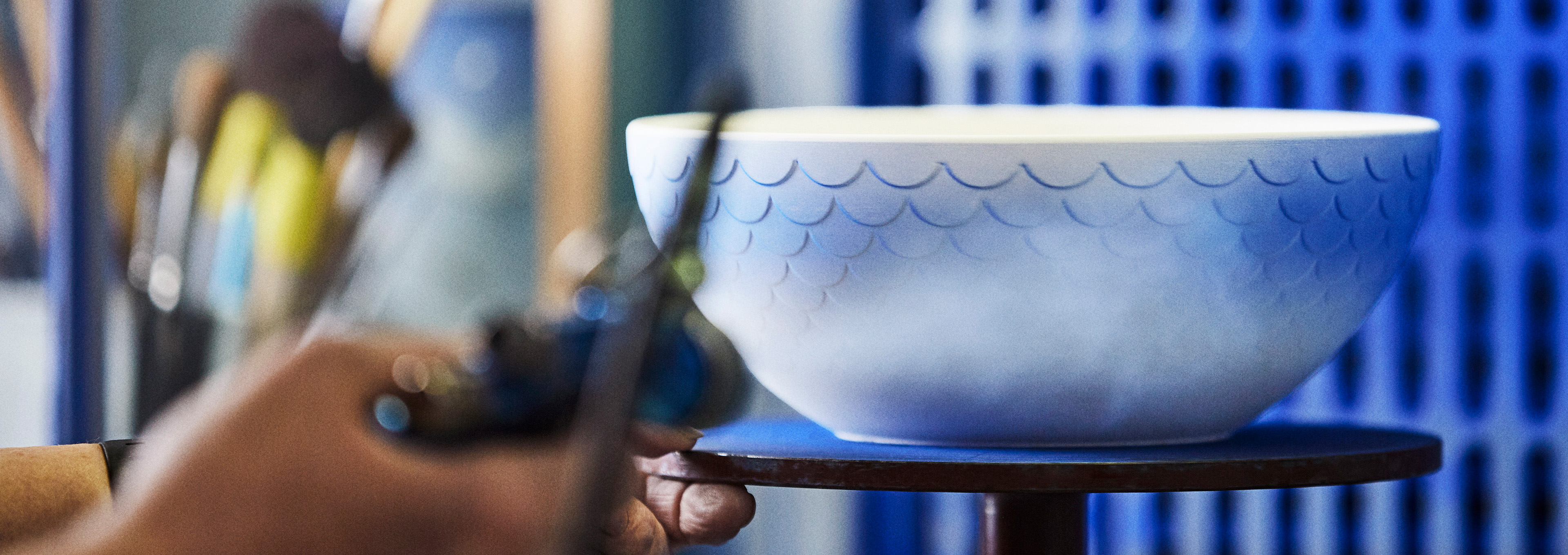 A HAV Bowl being spray painted for the first time